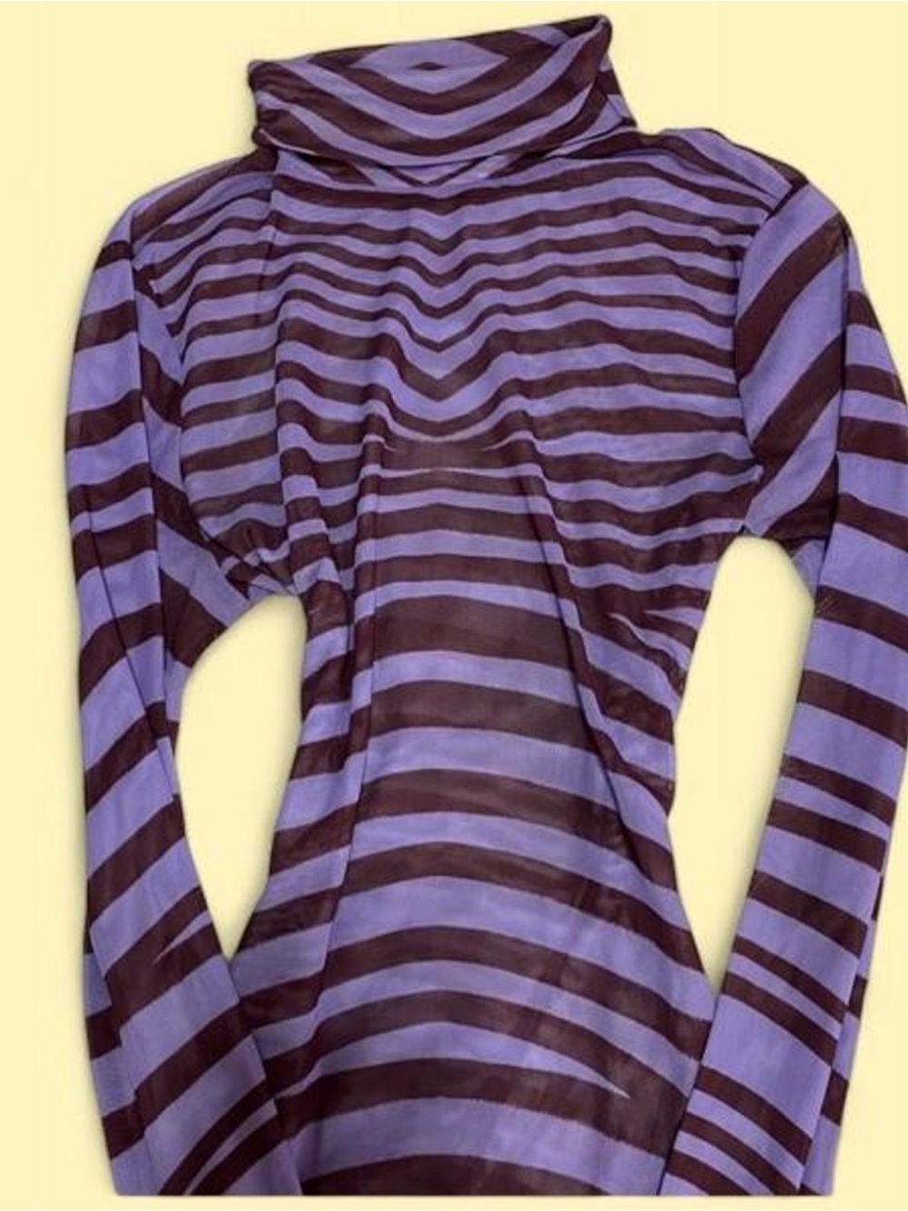 AFRM Striped Turtleneck Long Sleeve Top in Purple and Brown